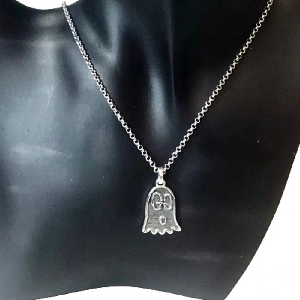 GUCCI Sterling Silver GG Ghost Reversible Necklace 17-20” or 21.5” Unisex NIB